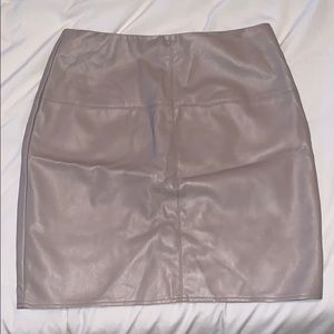 Nude pleather mini skirt